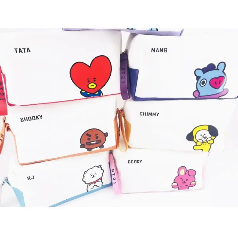 BT21 Storage Bag Creative Cartoon Anime Coin Purse Student Large Capacity Pencil Case Handbag Cosmetic Bag Gift