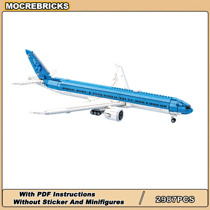 MOC Commercial Twin-Engine Passenger Jet Aircraft Building Blocks Wide-Body Airliner DIY Bricks Plane Model Toy Gift