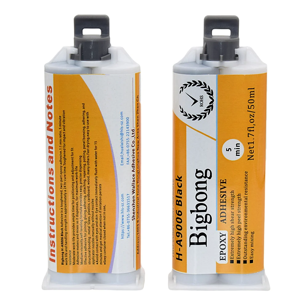 2 Stück 50ml AB-Kleber Schwarz Bigbong Epoxidharz 1:1 Starker Klebstoff 5-Minuten-Dichtmasse Zweikomponenten-Strukturklebstoff-Set – Detail 3