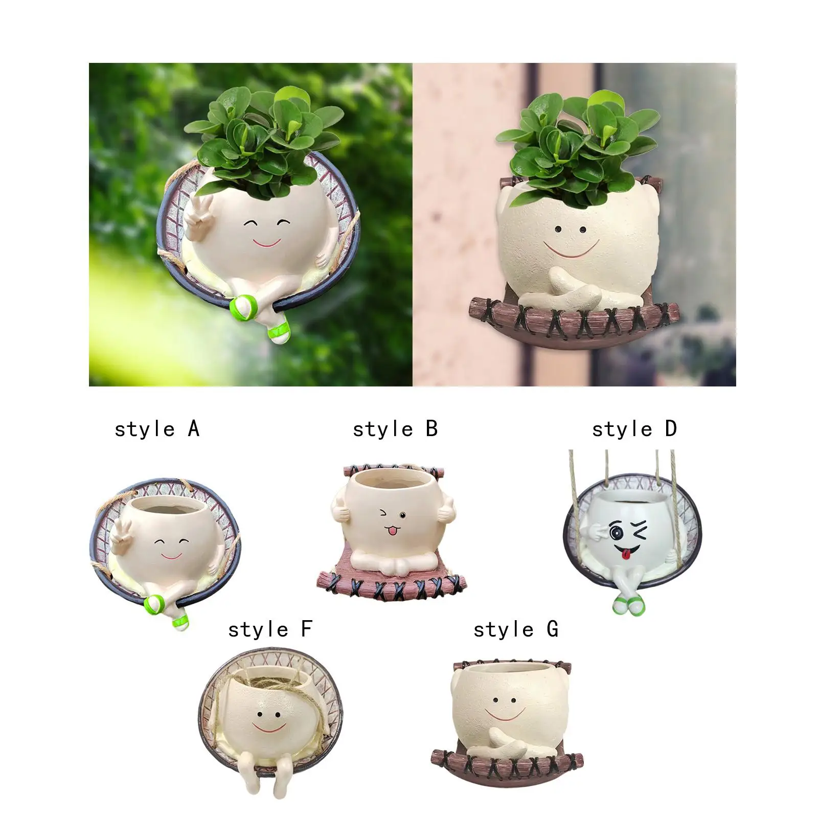 

Hanging Pot Succulent Flower Planter Planter Smile Face Swinging Chair Flower Pot for Outdoor Balcony Windowsill Garden Office