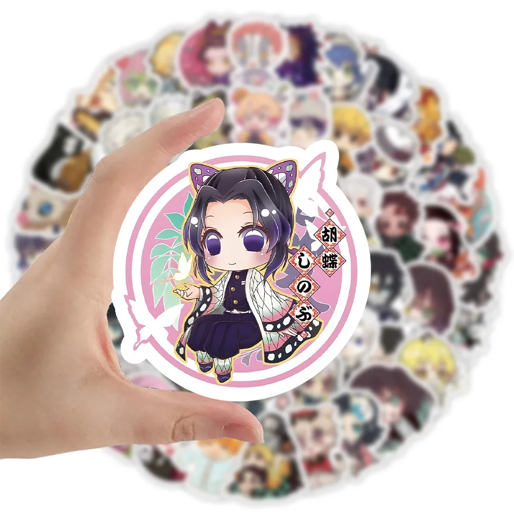 103 pezzi Q Vision Anime Demon Slayer simpatico cartone animato Graffiti adesivi per casco bicicletta conto a mano astuccio decalcomanie