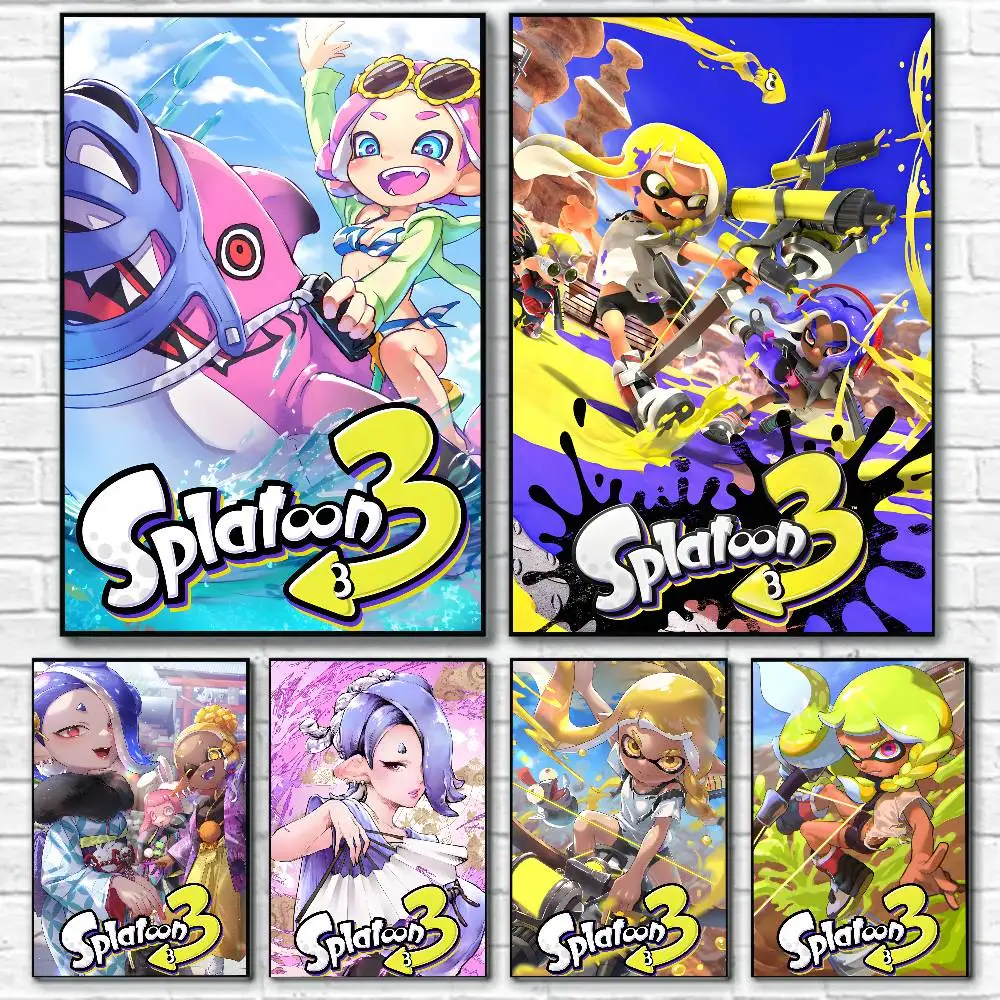 Póster de juego S-Splatoon 3, pintura con impresiones, regalo de decoración para el hogar, dormitorio y sala de estar