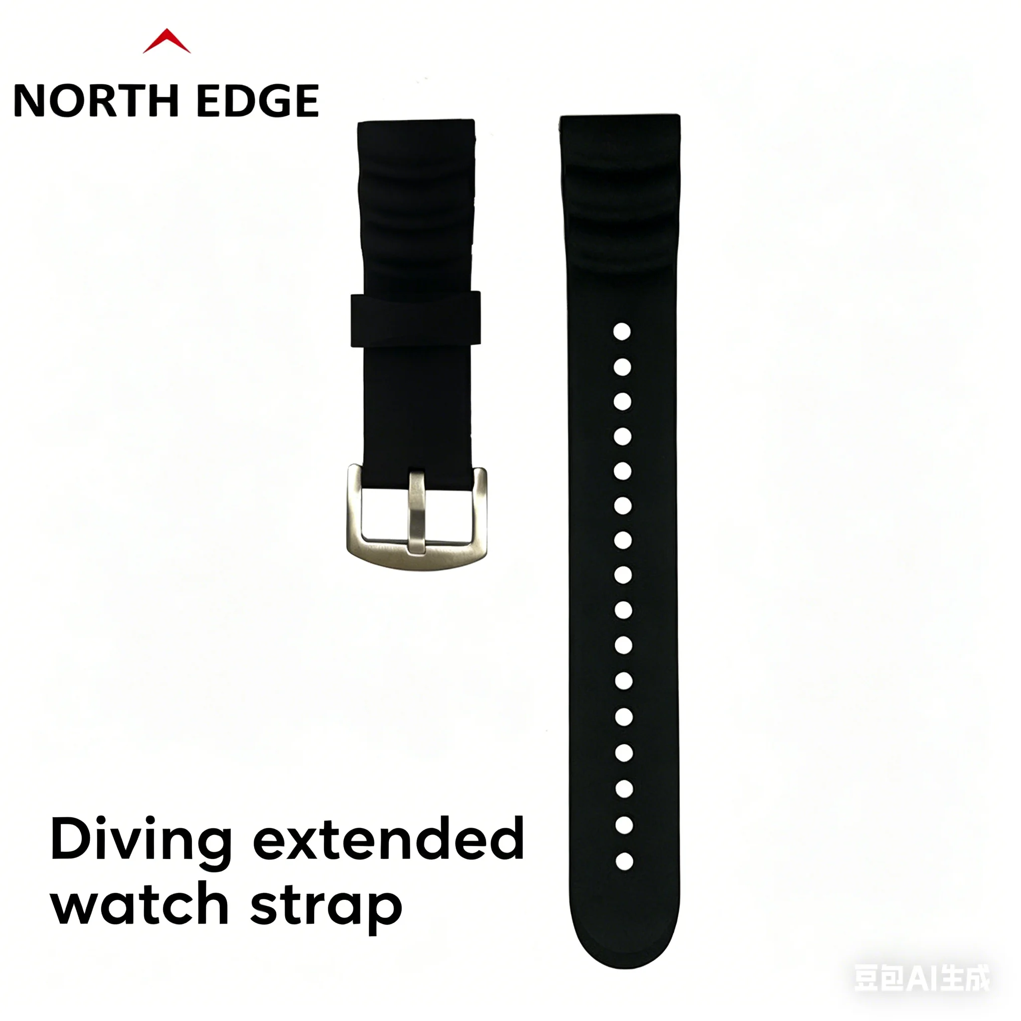 NORTH EDGE 24MM Fishing Diving Extended Smart Watch Silicone Non-Slip Strap GAVIA AQUA Dive Long Watch Strap