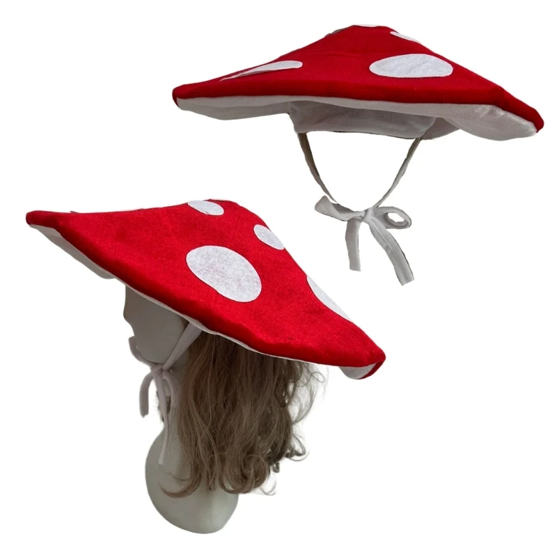 Creative Mushroom Plush Hat Comfortable Heagear hAT Adjustable Headwear for Halloween Costume Dress Up Accessory