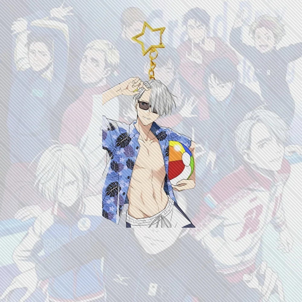 6CM Anime Yuri on Ice Acrylic Cute Keychain Model Cosplay Charm Characters Ornament Accessories Goods Collection Christmas Gifts view 6