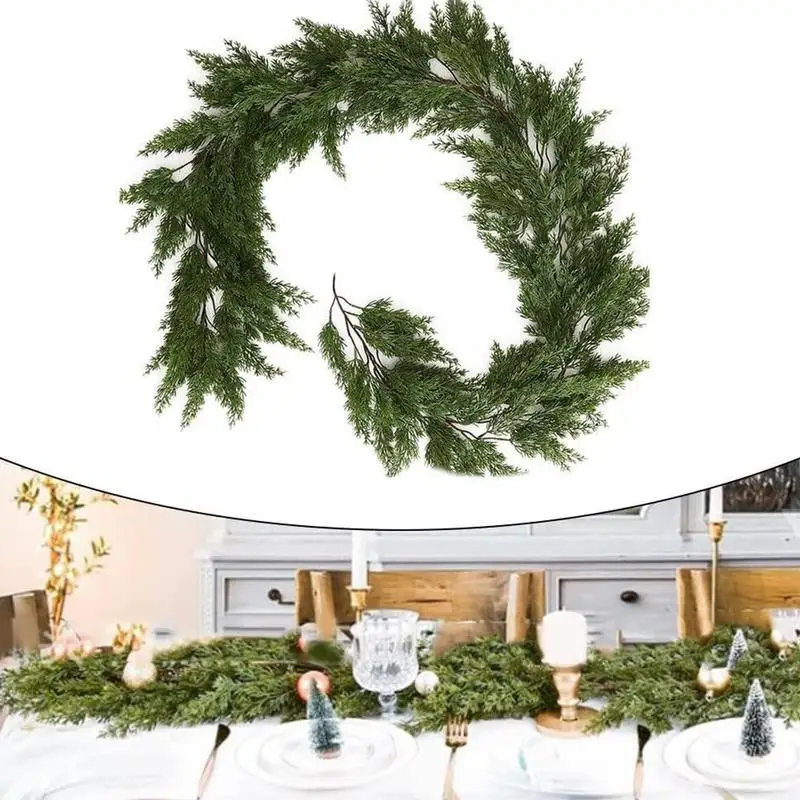 Spruce Garland Realistic Cedar Christmas Garland For Mantle 1.9m/6.23 Ft Evergreen Winter Pine Garland Christmas Greenery