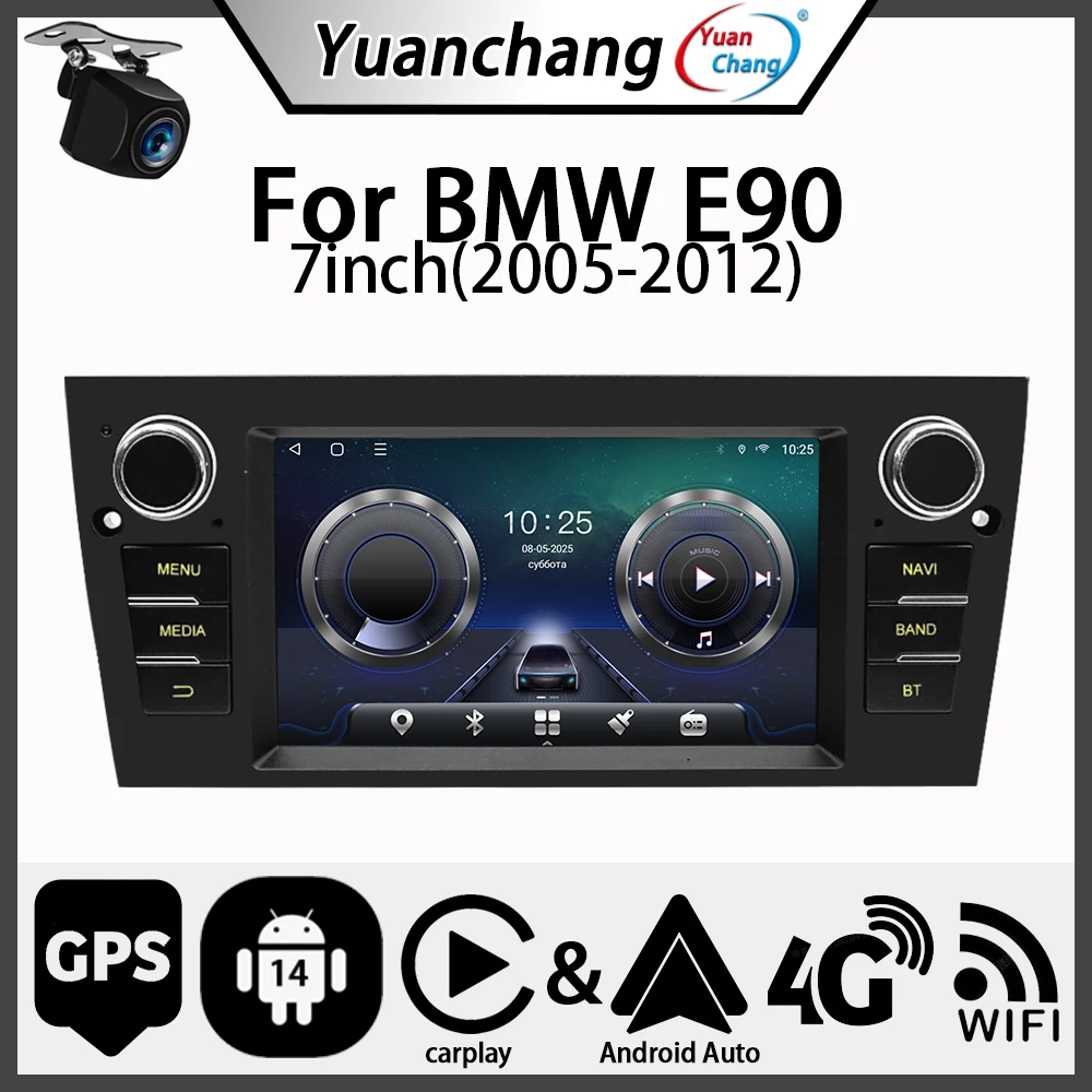 YuanChang 7 بوصة 2din أندرويد 14 Auto BT مشغل وسائط متعددة نظام تحديد المواقع والملاحة Carplay ، مناسبة لسيارات BMW 3-Series E90 E91 E92 E93 #1