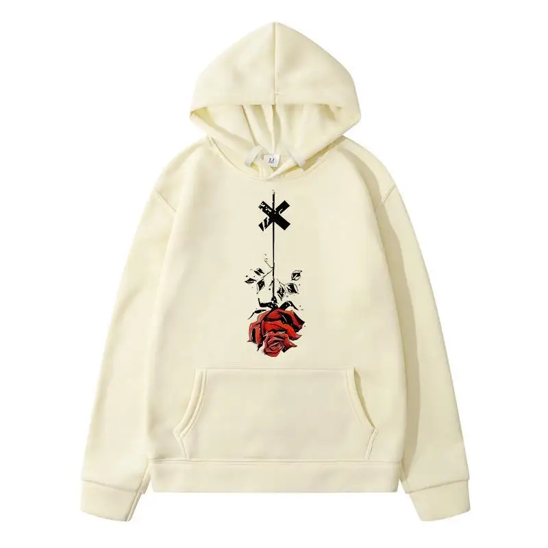

Rose Printed Fashion Casual Autumn Pure Cotton Clothing Harajuku Sweatshirts for Men 2024 Men's Sweat-shirt Y2k Oversized