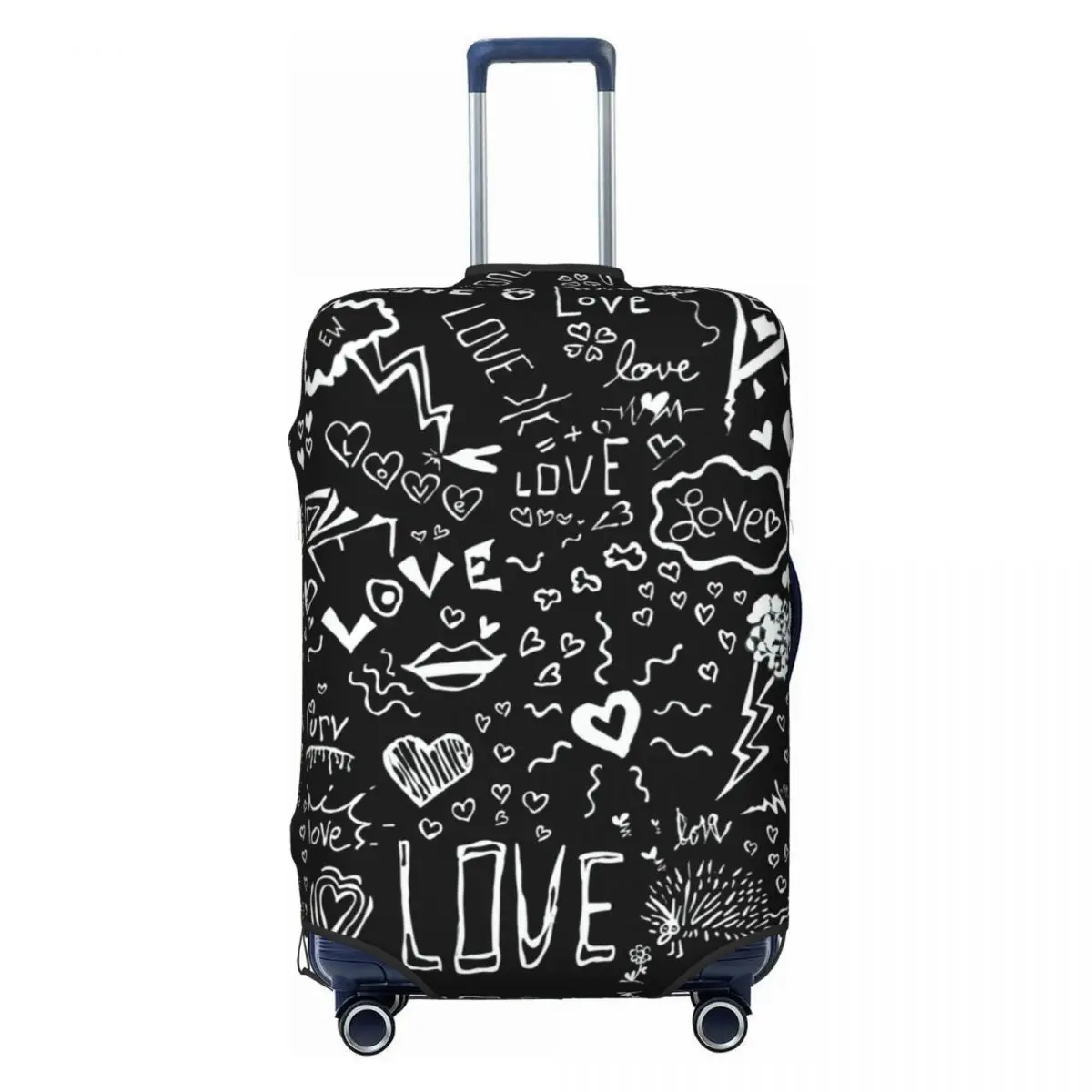 Heart Graffiti Suitcase Cover Love Locker Graphic Flight Travel Practical Luggage Accesories Protector