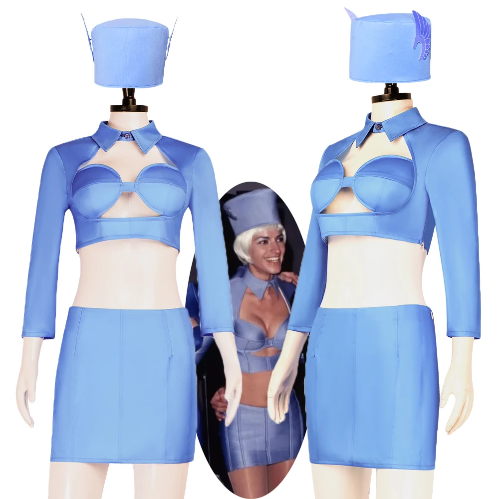 

Movie The Fifth Element Leeloo Coat Costume Women Top Shirt Skirt Set Flight Attendant Uniform Sexy Clothes Carnival Outfit