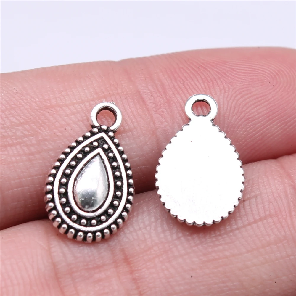 WYSIWYG 20 Stück 17 x 10 mm Wassertropfen-Anhänger für die Schmuckherstellung, DIY-Schmuckzubehör, 2 Farben, Zinklegierungs-Anhänger