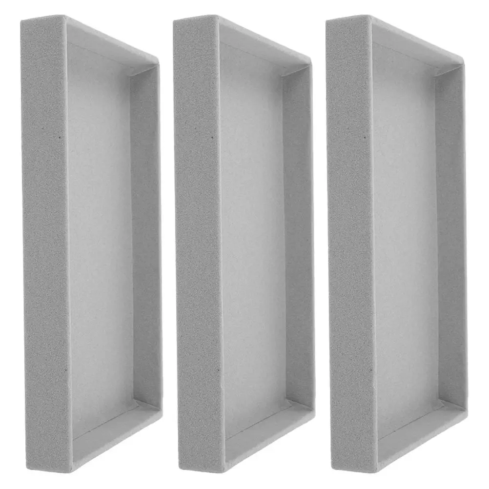 

3Pcs Flannel Jewelry Tray Stackable Organizer for Rings Earrings Necklaces Bracelets Display Storage for Dresser Nightstand
