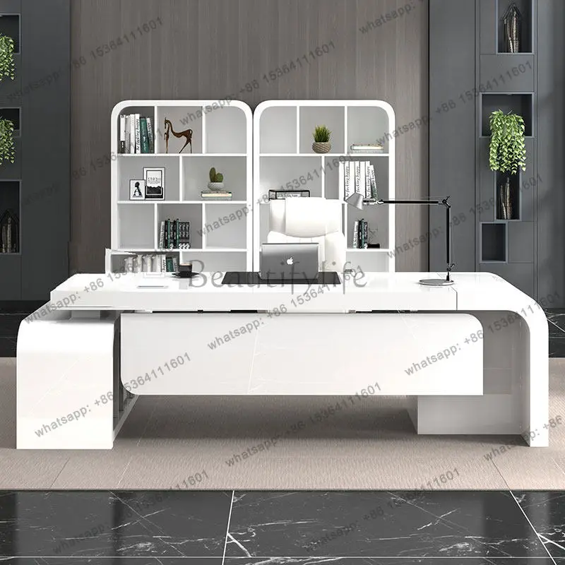 

LJY Minimalist Modern Office Desk Decoration Luxury Lshaped Reception Office Desk Aesthetic Design Tavolino Commercial Furniture