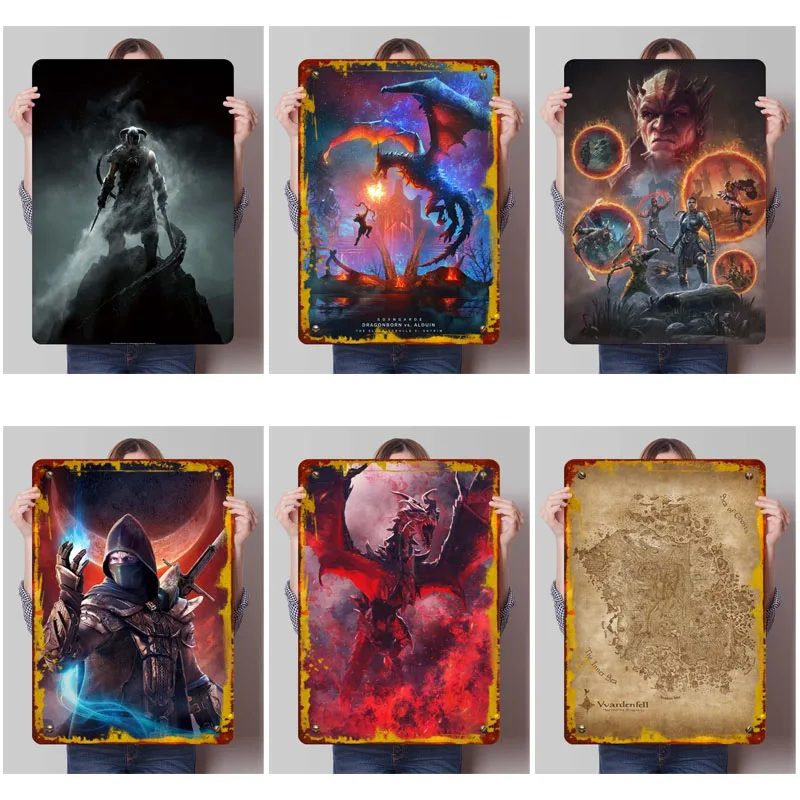 T-The Elder Scrolls Signs Classic Game Metal Posters Vintage Home Decor Items Custom Metal Tin Signs for Wall Art Decoration