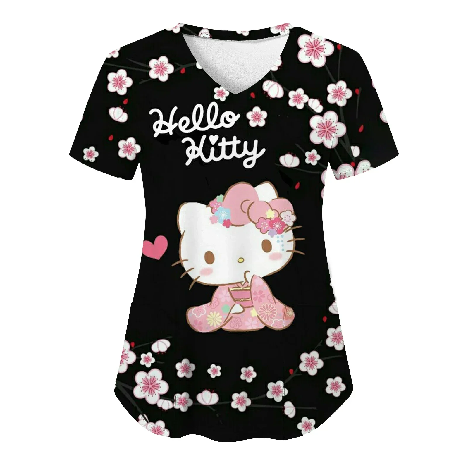 

Женская футболка для кормления с принтом Микки Мауса Disney, топы с короткими рукавами, защитная форма для клиники, рабочие футболки, летние