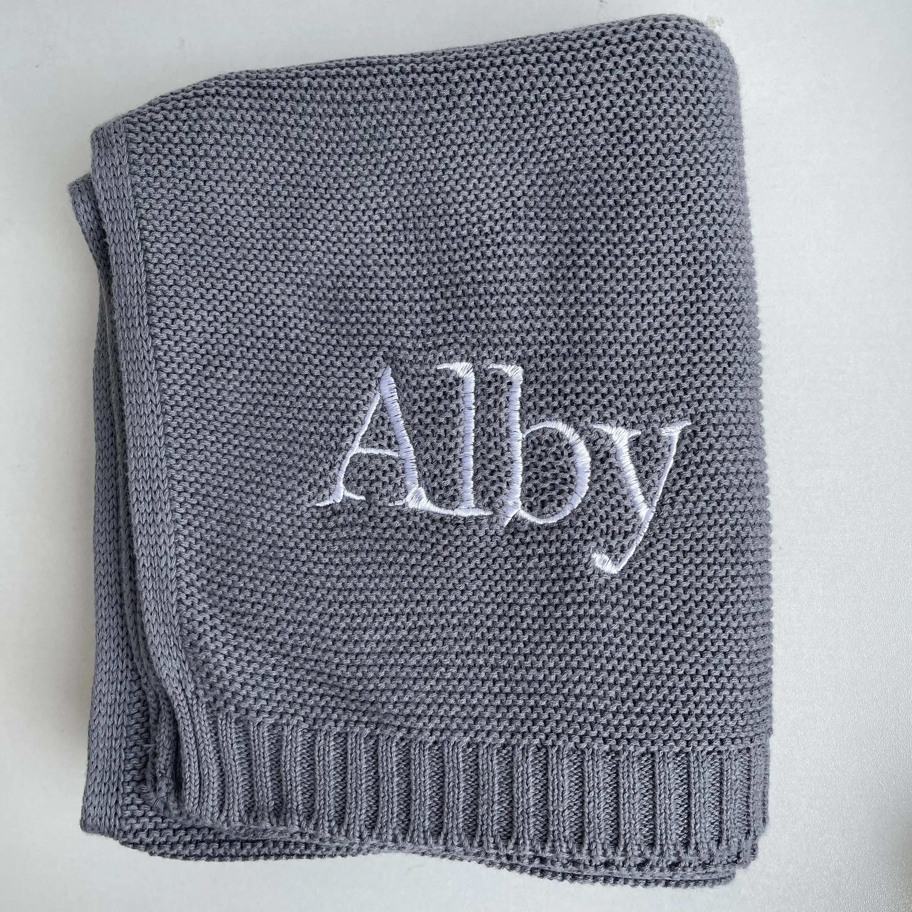 

Embroidery Baby Blanket Baby Shower Newborn Gift Personalized Name Soft Breathable Cotton Knitted Blanket Swaddle Stroller