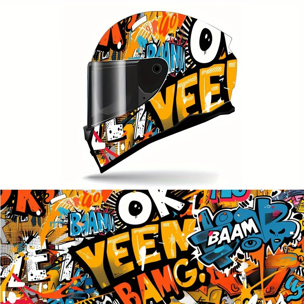 

Забавная виниловая наклейка на шлем в стиле манга с буквами и граффити, водонепроницаемые, устойчивые к царапинам, самоклеящиеся наклейки из ПВХ, искусство