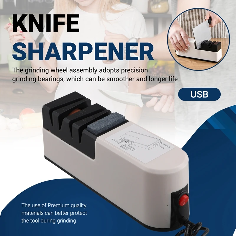 USB Fast Electric Knife Sharpener Automatic Adjustable Sharpener 3 Stages For Knives Scissors Household Sharpener