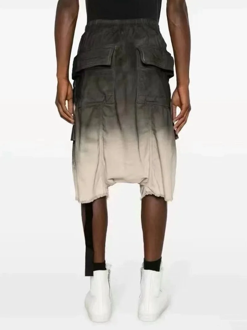 

RO k Street adient Waed Color Spray Old Double Ring orts Harlan Jeans Five Parts Men's orts Loose Waist Cotton orts