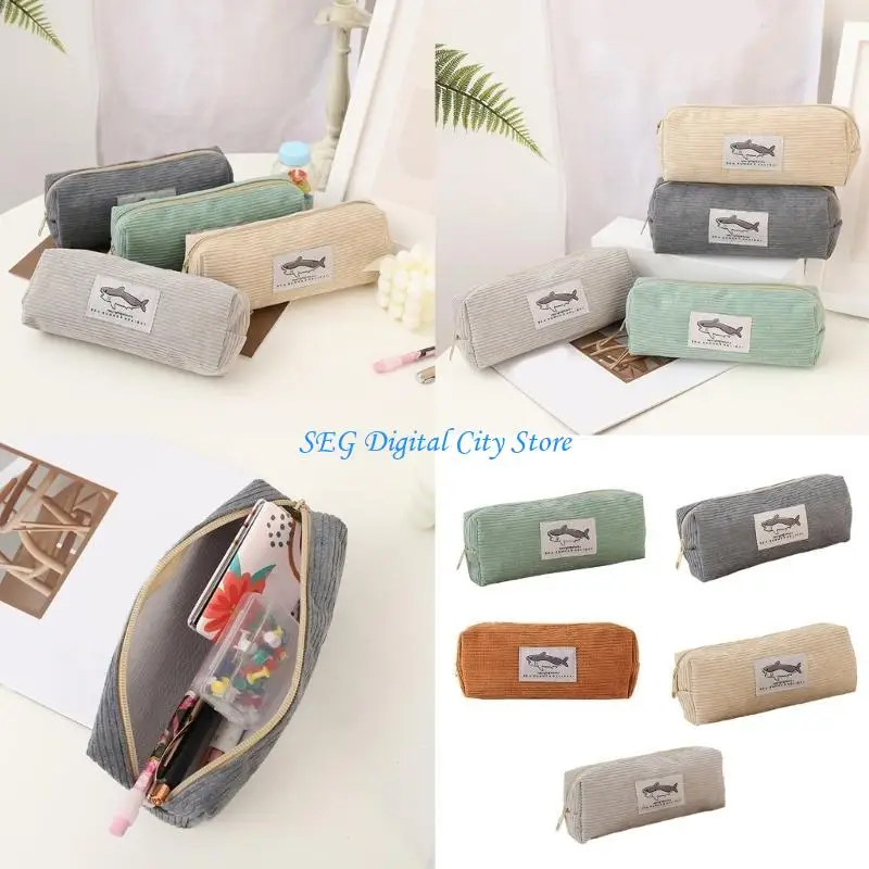 

U75B Embroidery Pencil Case Pen Case Pencil Shark Pencil Bag Makeup Bag Desk Organizers for Student