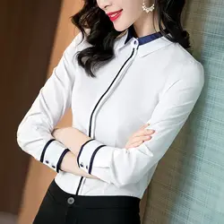 Elegant Lapel Spliced All-match Shirt Women's Clothing 2022 Autumn New Oversized Loose Korean Tops Office Lady Blouse