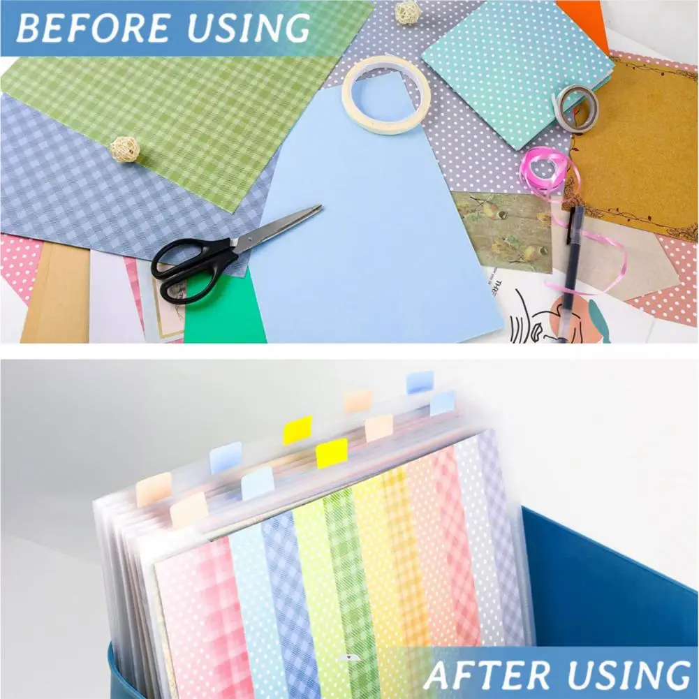 Envelope File Folder Scrapbook Paper Organizer with Sticky Index Tabs Waterproof Transparent Document Pocket File Storage Bag