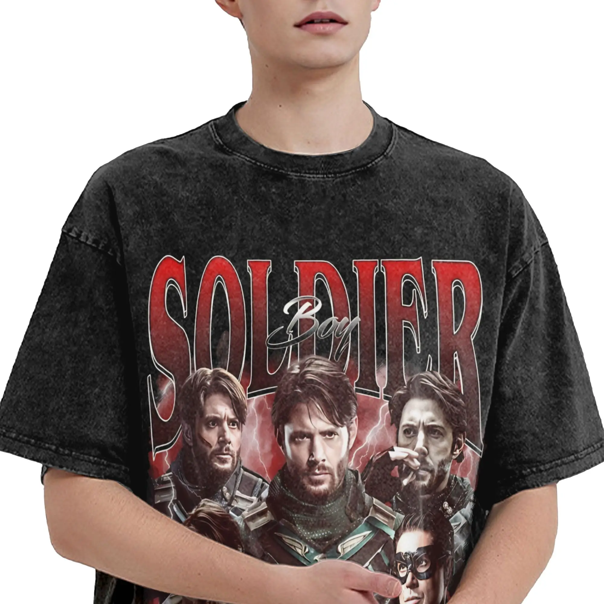 Soldier Bucky Barnes  T Shirts Hip Hop Washed Cotton Oversize T-Shirts  Retro for Men Women Streetwear Graphic Printed Tops Tees