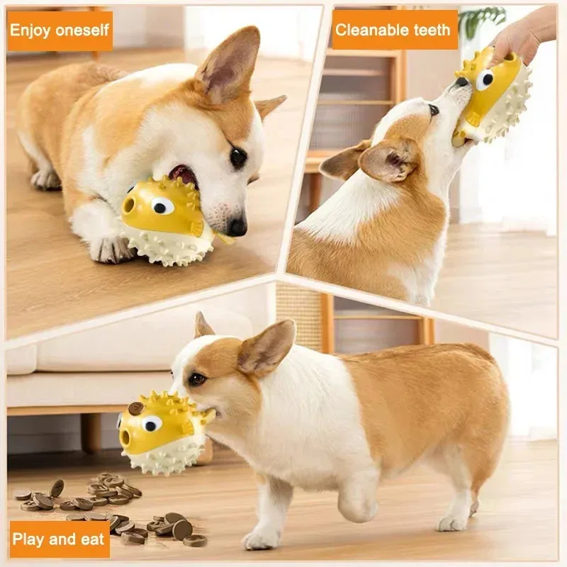 

Pet Dental Chew Toys for Dogs Puppies Interactive Squeaky Treat Dispensing Toys to Clean Teeth and Relieve Boredom