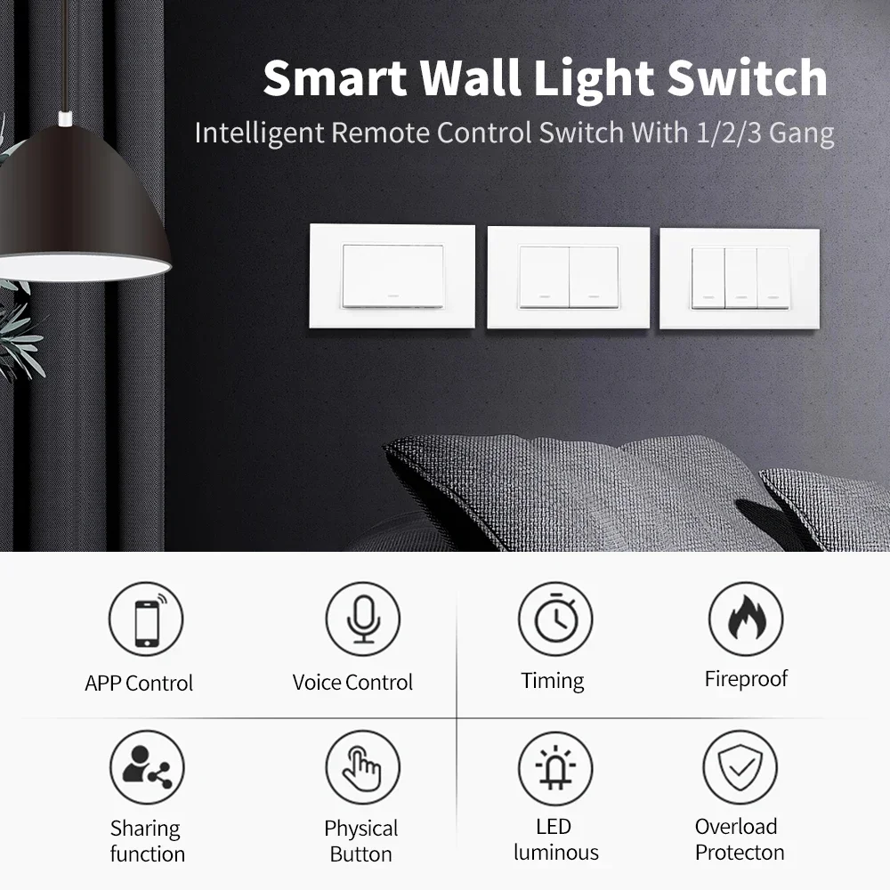 Tuya Smart Home Wall Light Switch zigbee Push Button Physical Switch No Neutral Wire Remote Control Work for Alexa Google Home