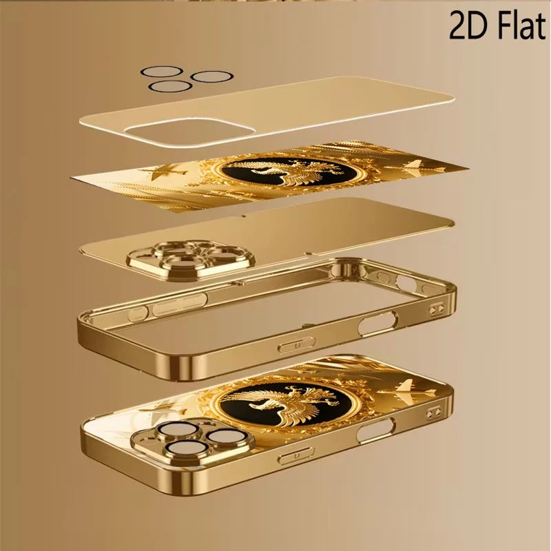 Golden Wing Patterned tempered glass design for iPhone16 17 Pro Max 15 14 13 12 11 ProMax Phone Case Camera Cover Shockproof H view 4