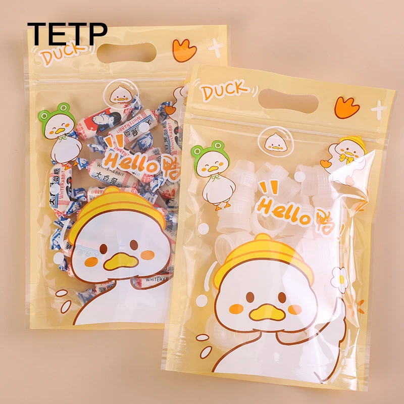 TETP 50Pcs Yellow Cartoon Food Packaging Bags Stand Up Home Party Handmade DIY Gift Cookies Chocolate Snowflake Crisp Decoration
