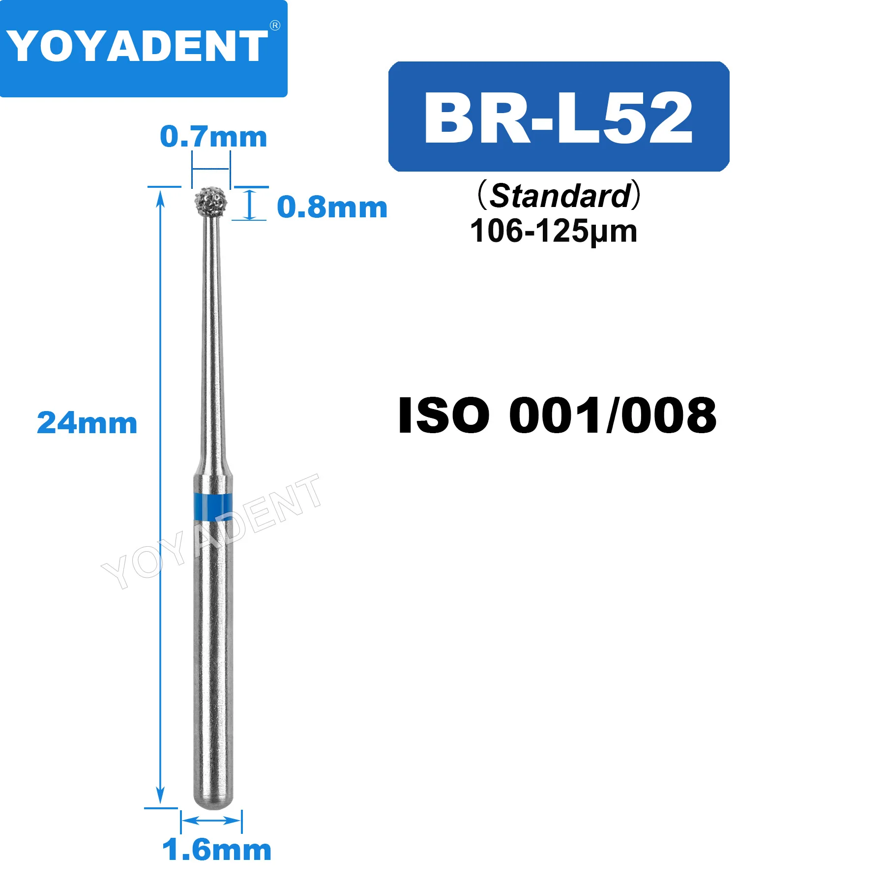 10Pcs BR Long-neck Ball Diamond Burs 24mm FG 1.6mm Shank Dental Round Ball Drill for High Speed Handpiece Dentistry Tools