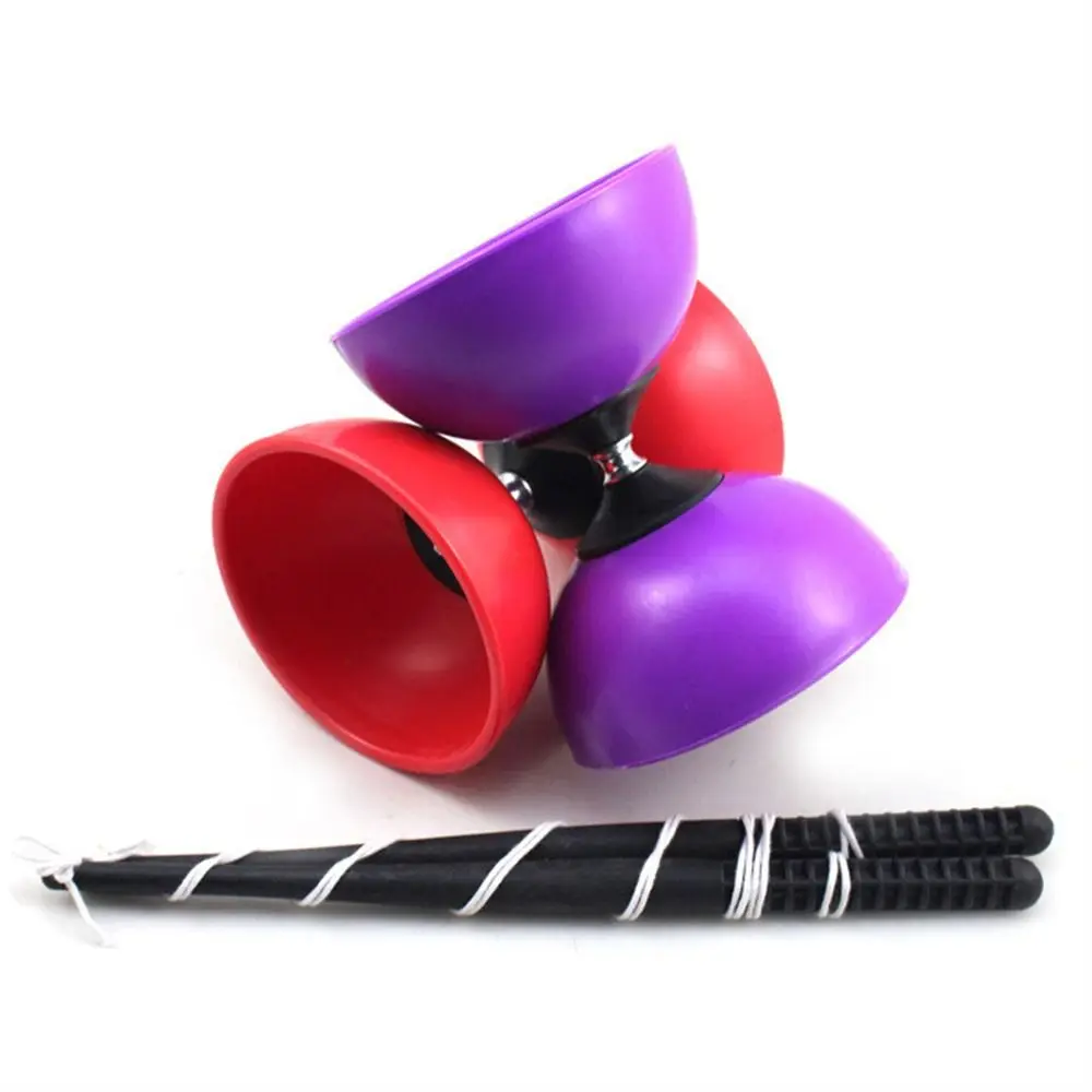 Bol en cuir Diabolo Yoyo, jouet de jonglage en matériau souple, jouet chinois Yoyo avec bâtons, corde en plastique, boule de Fitness chinoise Diabolo