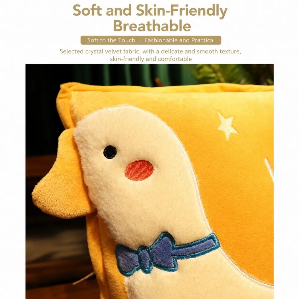 Cartoon Embroidery Soft Travel Blanket Comfortable Foldable 2 in 1 Pillow Blanket Thickened Warm Headboard Pillow Bedroom