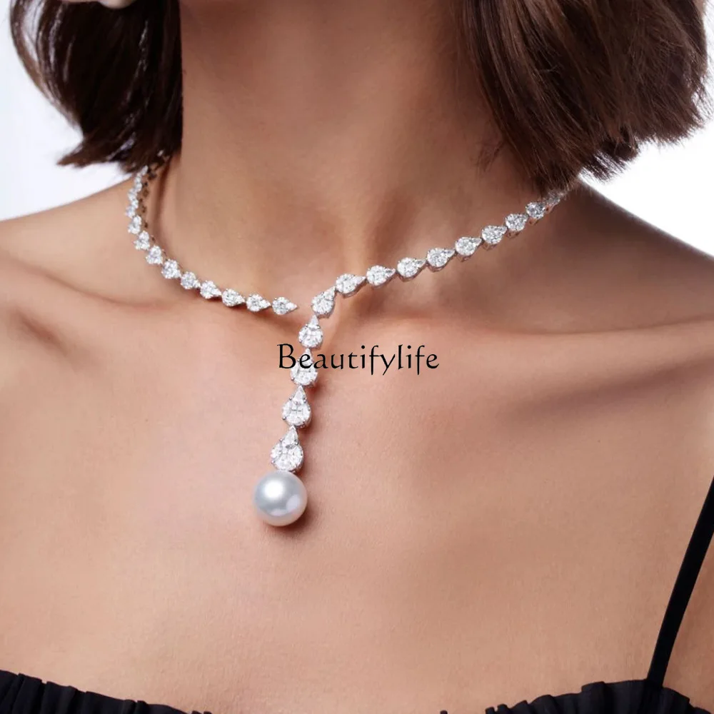 

European and American light luxury zircon circle women's high-end sense full of diamonds and flash temperament bride chain