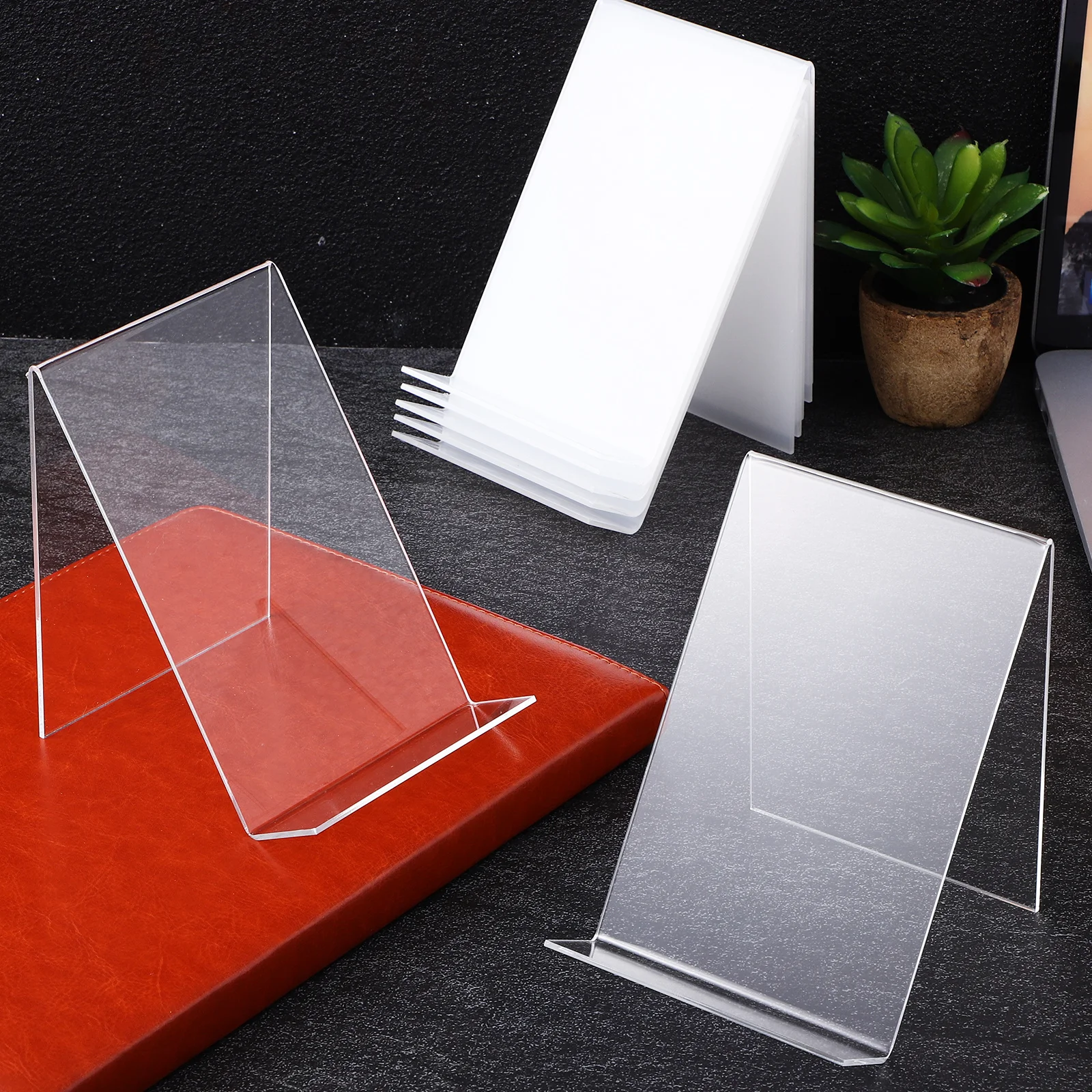 

8Pcs Clear Acrylic Display Stand Transparent Book Magazine Brochures Holder Office File Organizer Desk Storage Rack