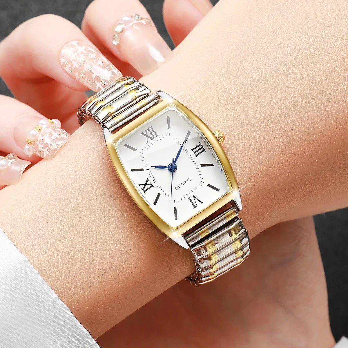 3PCS FashionRoma Dial Women Watches Set Elegant Elastic Strap Ladies Quartz Wristwatches Reloj Mujer Girls Clock (Without Box)