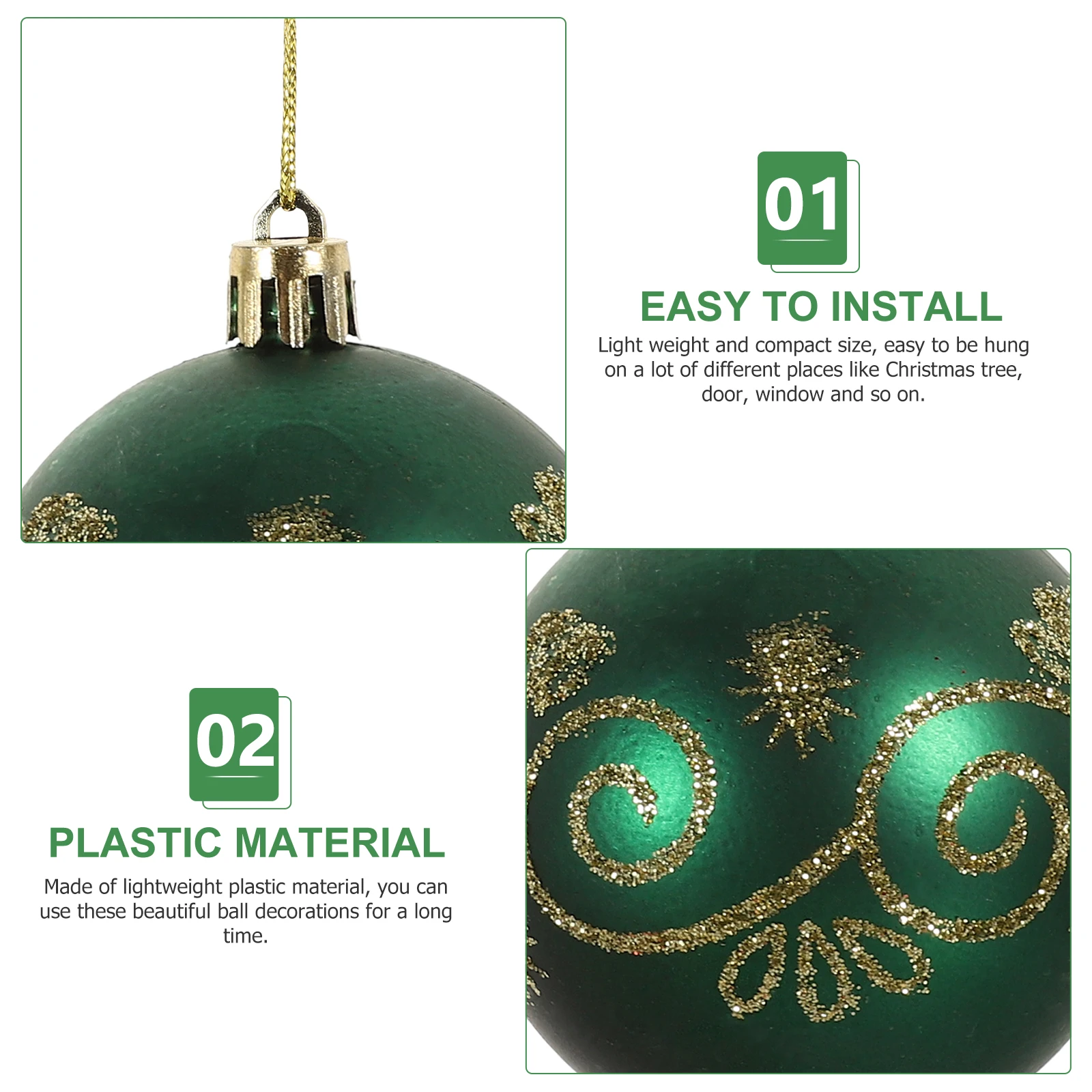 

44Pcs Christmas Balls Hanging Decorations Classic Xmas Tree Ornaments Party Hanging Balls Festive Tree Decor Xmas Party Supplies