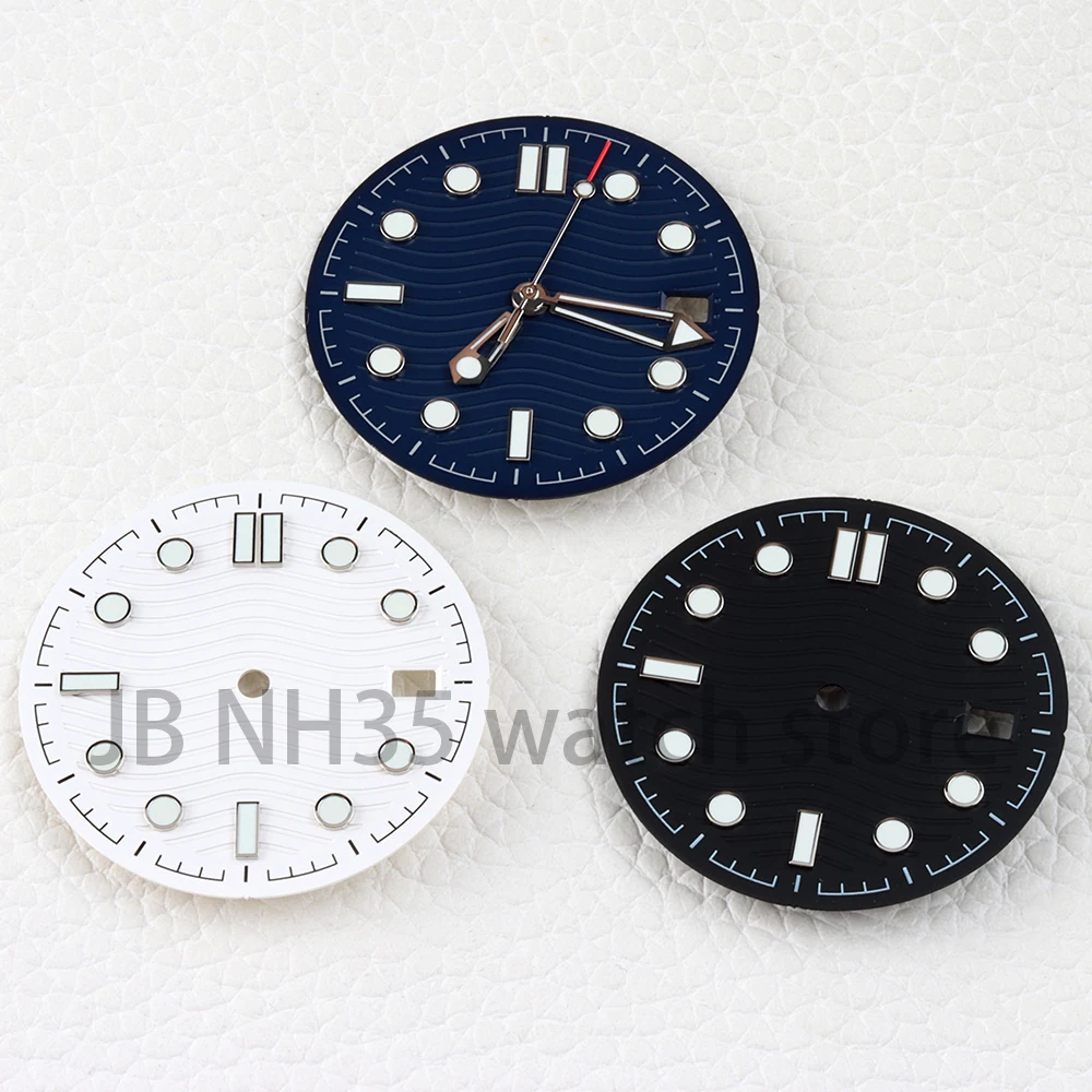 31mm NH35 Dial Green Luminous Watch Hands Date Window for Seamaster 300 NH35 NH36 Automatic Movement Watch Mod Parts