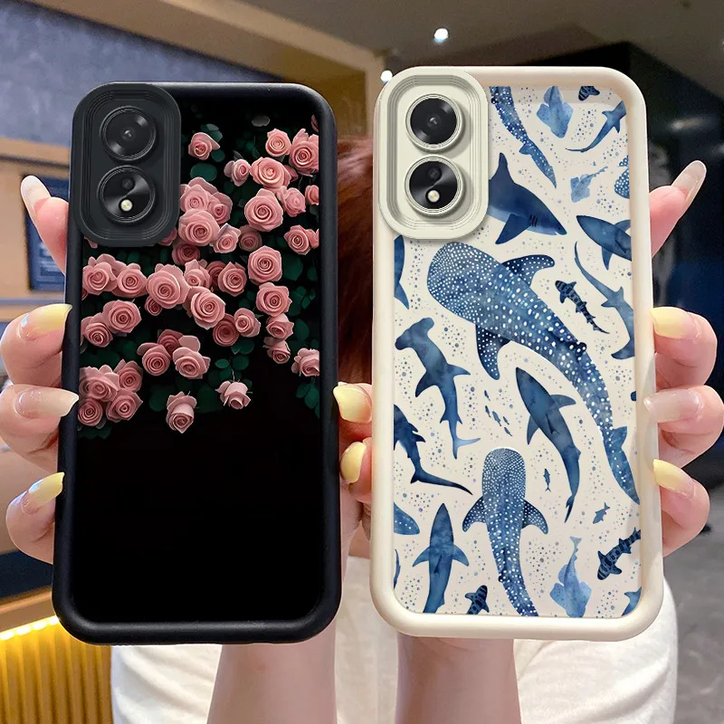Противоударный чехол для OPPO A38 CPH2579/OPPO A18 CPH2591, чехол для телефона, силиконовый защитный чехол с цветочным принтом, силиконовая защитная задняя крышка