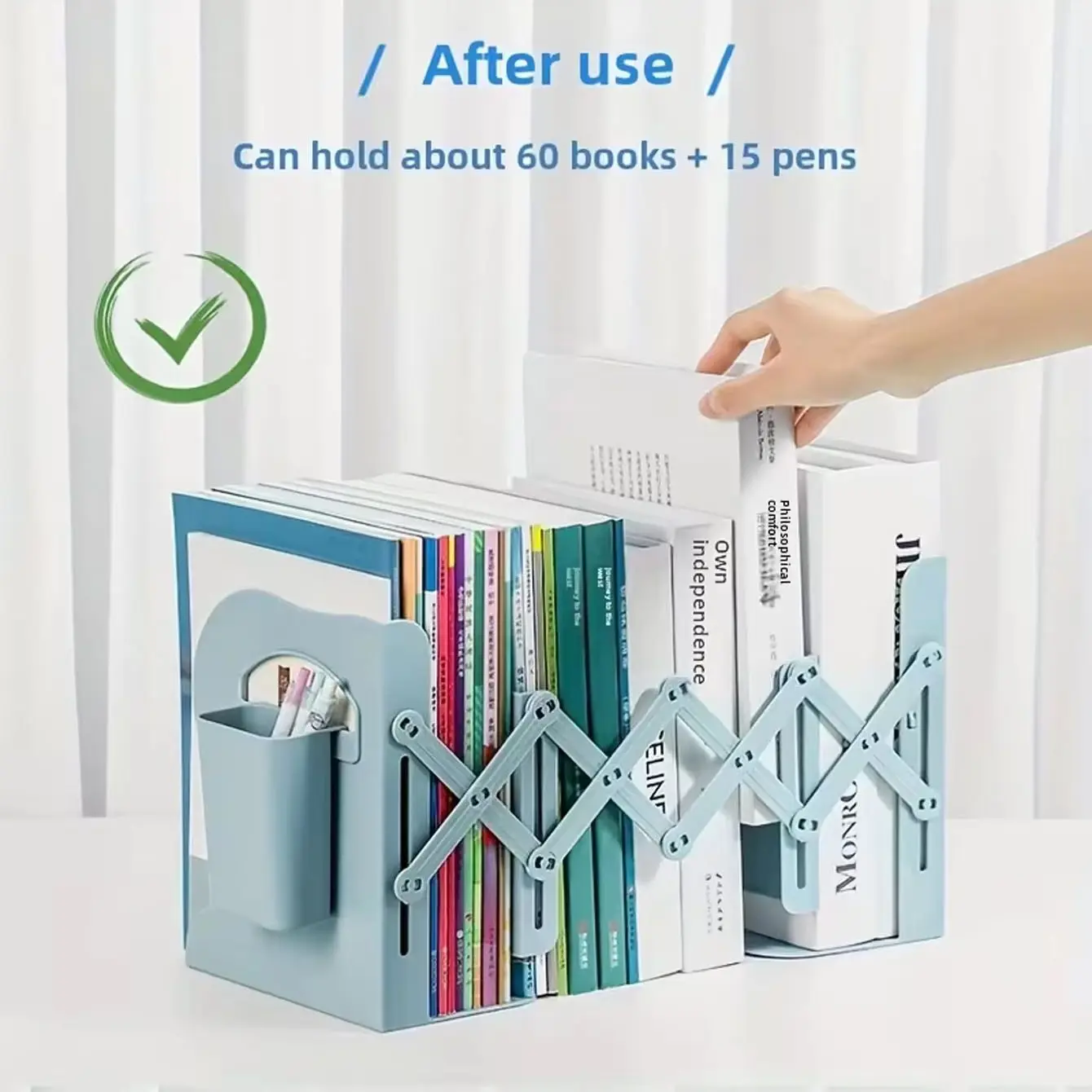 Student desktop book holder, foldable and retractable book stand, book storage rack, student book holder