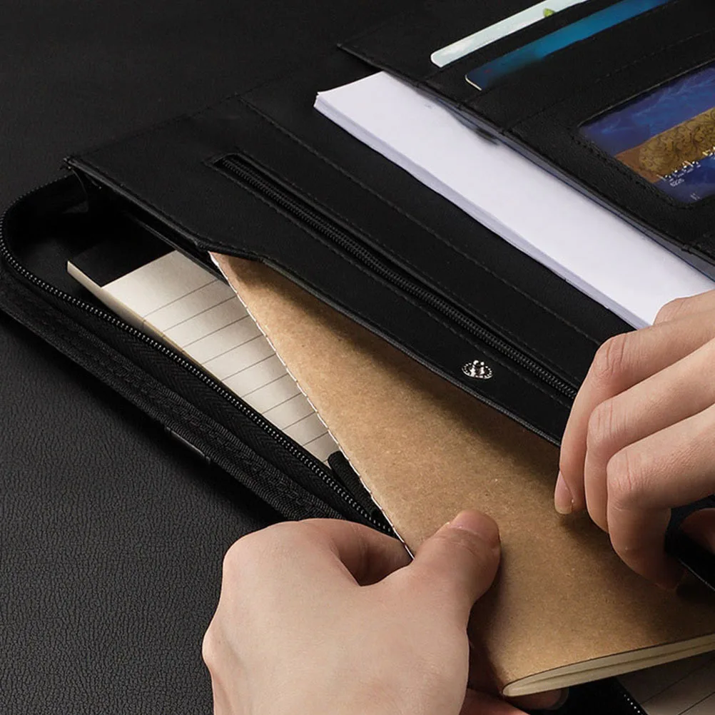 

Portfolio Case Business Padfolio with Zipper Professional Document Organizer Stylish Minimalist Binder for Meetings