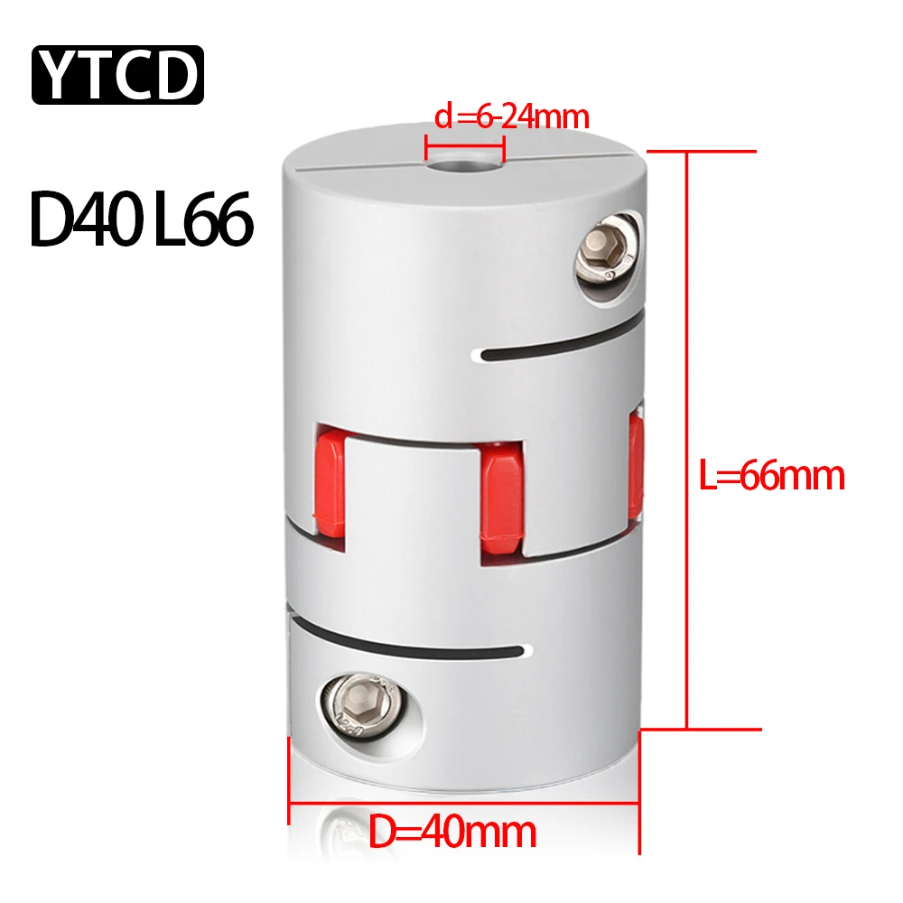 D40L66mm High Torque Stepper Servo Motor Coupler Flexible Elastic Shaft Coupling 6mm to 24mm Plum Coupling for Servo Motors