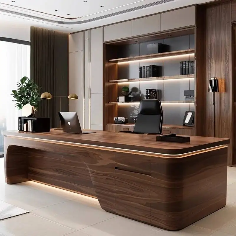 مكتب تنفيذي من الخشب البني، أدراج فاخرة رخيصة وحديثة، مكتب تنفيذي، أثاث مساحات صغيرة للدراسة رخيصة الثمن