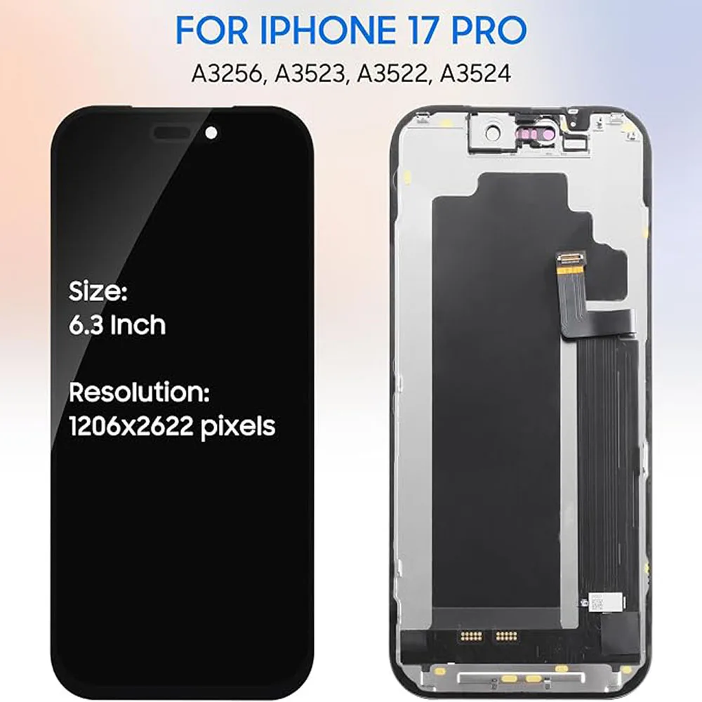 OLED Incell LCD Screen Display for iPhone 17 Pro Replacement Screen 6.3 Inch Display Digitizer Assembly A3256/A3523/A3522/A3524