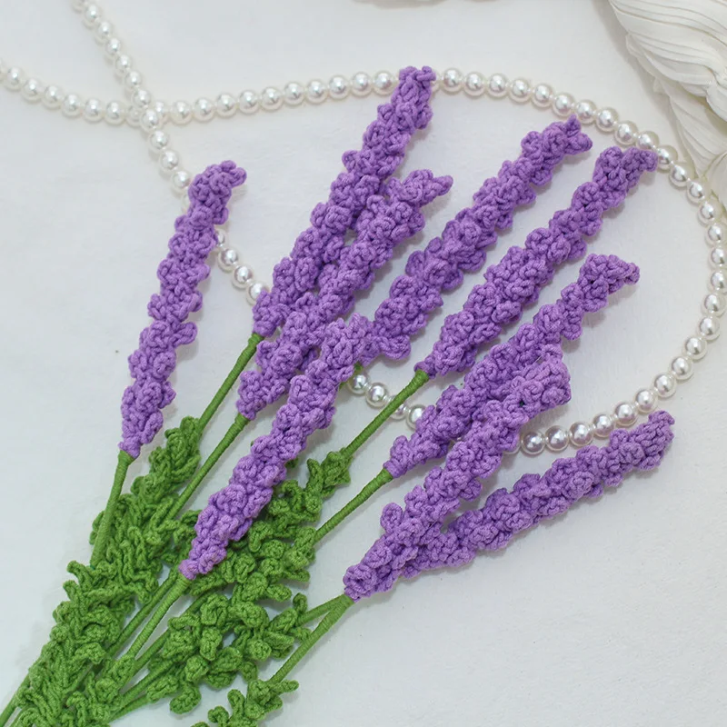 Lavender Hand-Woven Flower Wool Flowers Finished Artificial Bouquet Hand-Crocheted Flower Domestic Ornaments Wedding