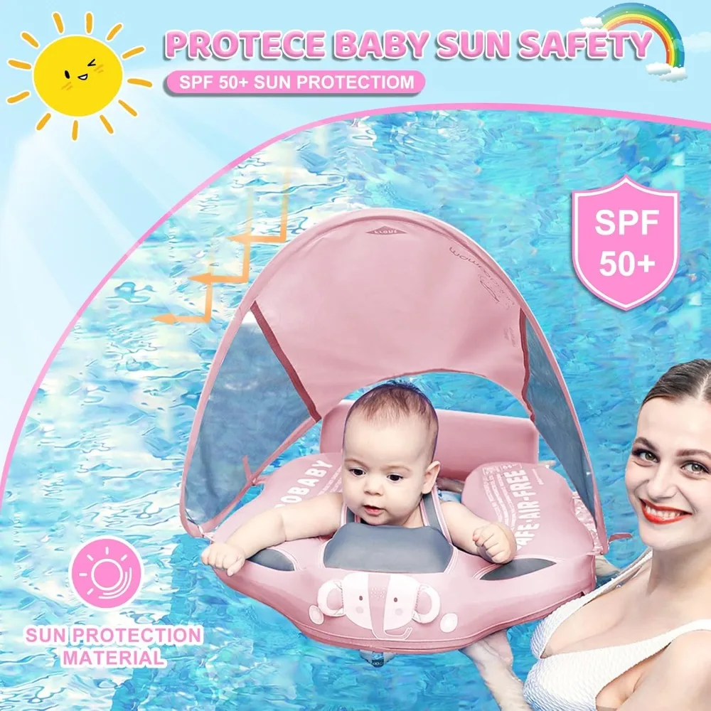 Neueste Mambo baby Baby Schwimm schwimmer mit Baldachin & Schwanz Baby Pool Float nicht aufblasbare Kleinkind Schwimm schwimmer mit haut freundlichen