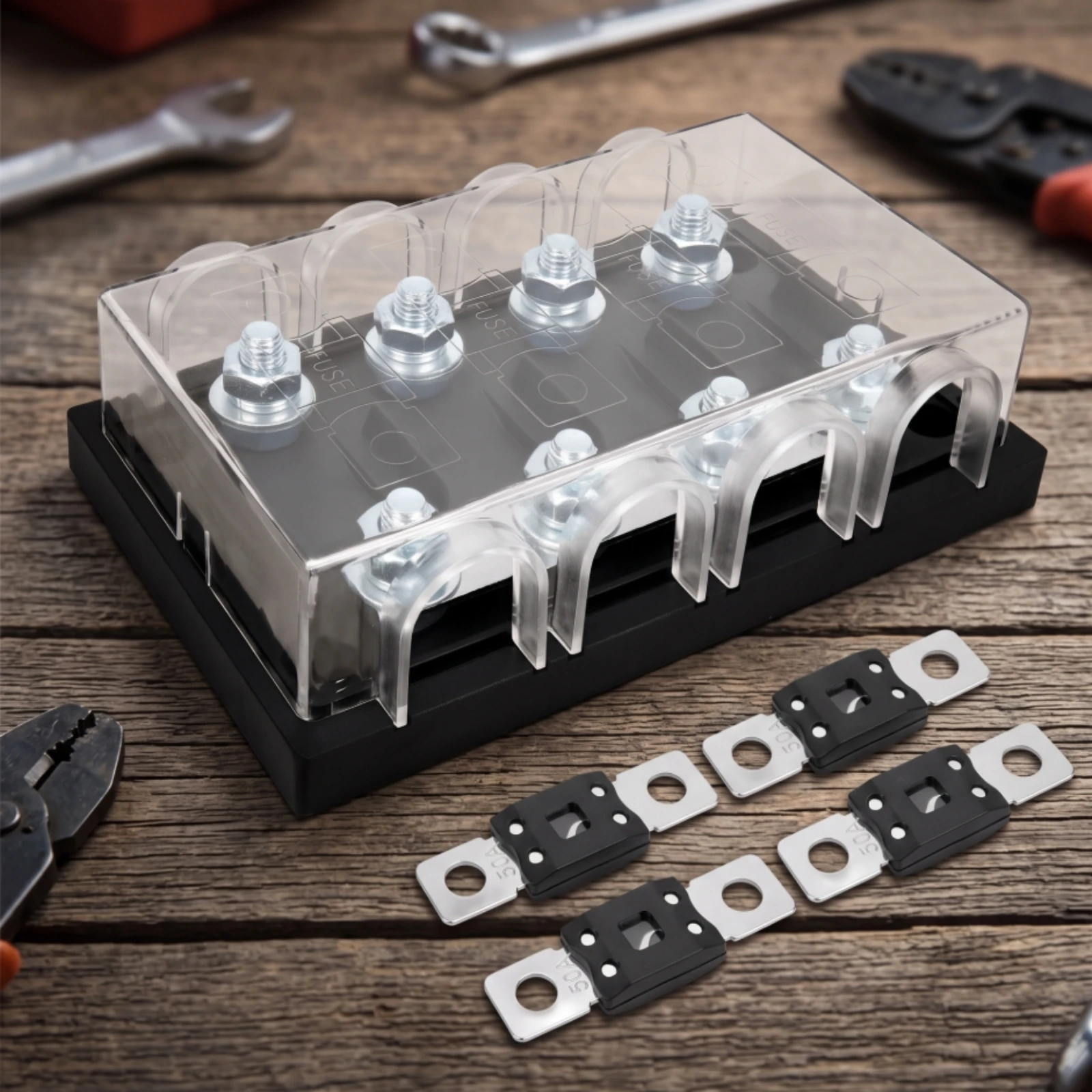 4-Circuit Blade Fuse Block with Cover Dust-Proof 4-Circuit Fuse Holder with Cover Hardware Insulating Compact for DIYers