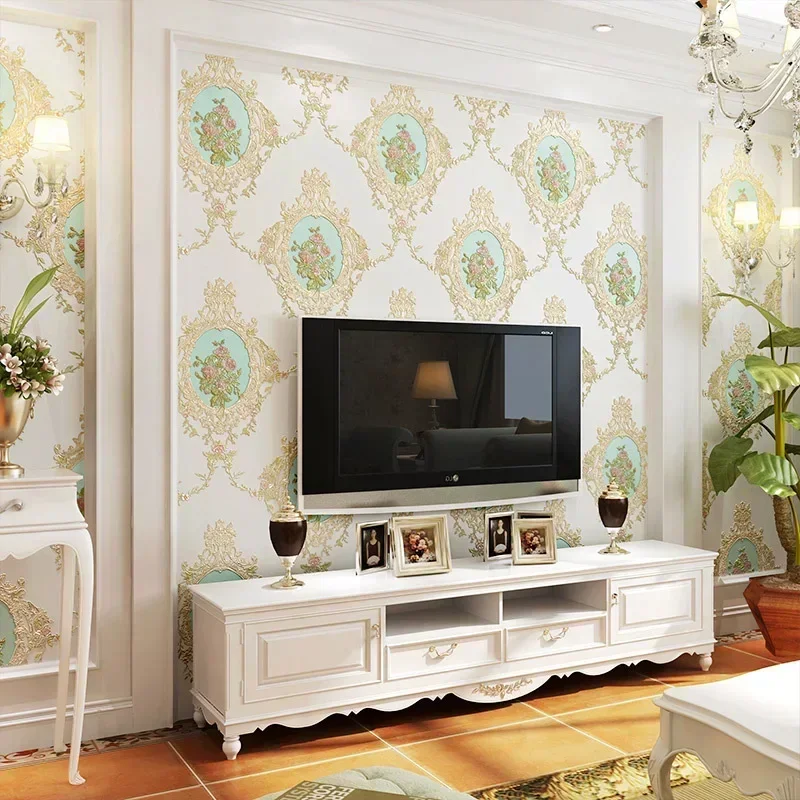 American Style Non Woven Fabric Retro Self Adhesive Wallpaper 3D Garden Flower Bedroom Living Room Wallpaper Roll Wallpaper