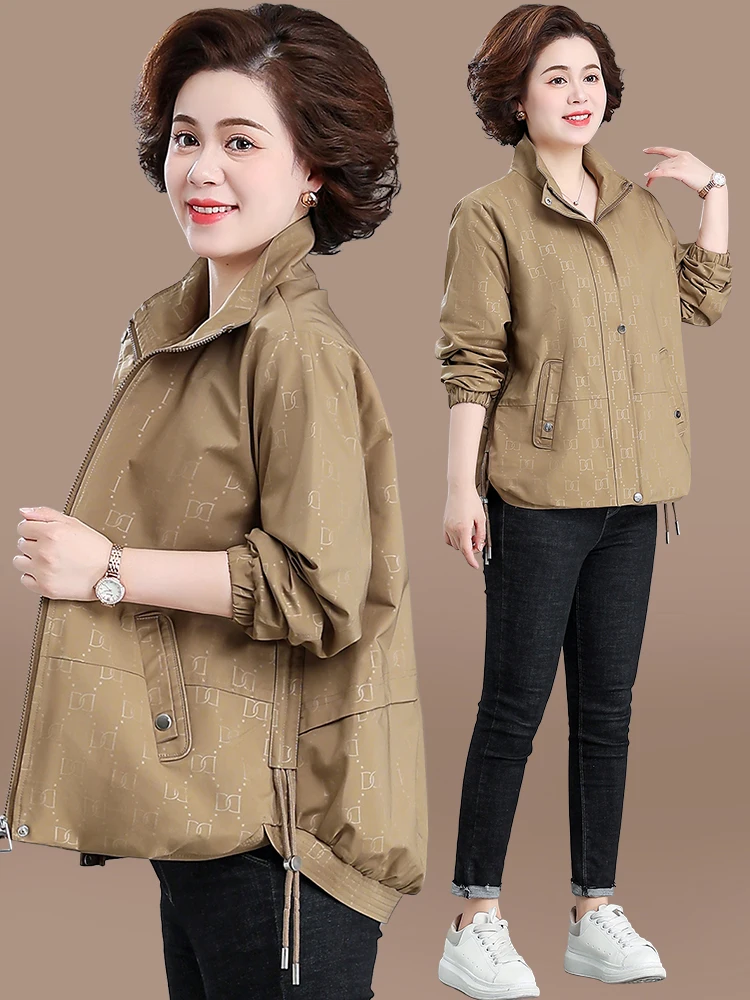 

Sli ort Autumn Jaet for Middle-Aged Mothers Trendy Faionable Women's Clothing Spring Autumn Tops Korean Sle